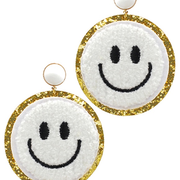 Smile Face Embroidery Earrings - Picture 2 of 2